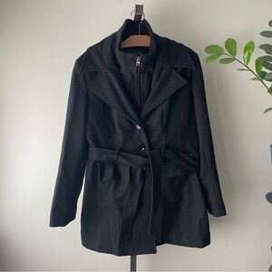 Marvin Richards New York Wool Belted Coat Black Womens Size XL